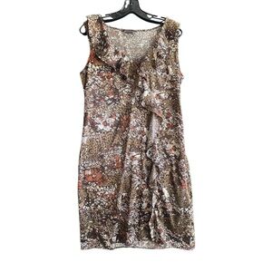 To The Max Brown Sleeveless Ruffle Dress. Size Medium.